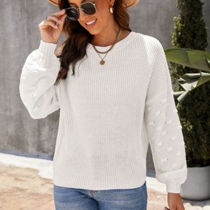 NWOT Bubble Sleeve Crop Knit Sweater